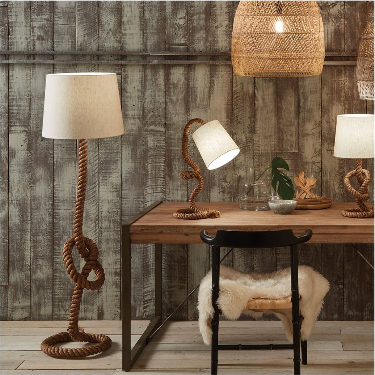 Martindale Rope Knot & Jute Floor Lamp - 158cm