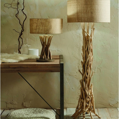 Derna Drift Wood & Natural Jute Floor Lamp - 149cm