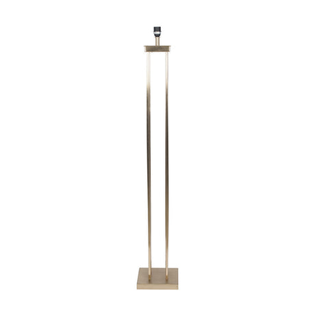 Langston Satin Brass Column Floor Lamp with Linen Cylinder Shade