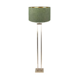 Langston Satin Brass Column Floor Lamp with Green Slubbed Silk Shade