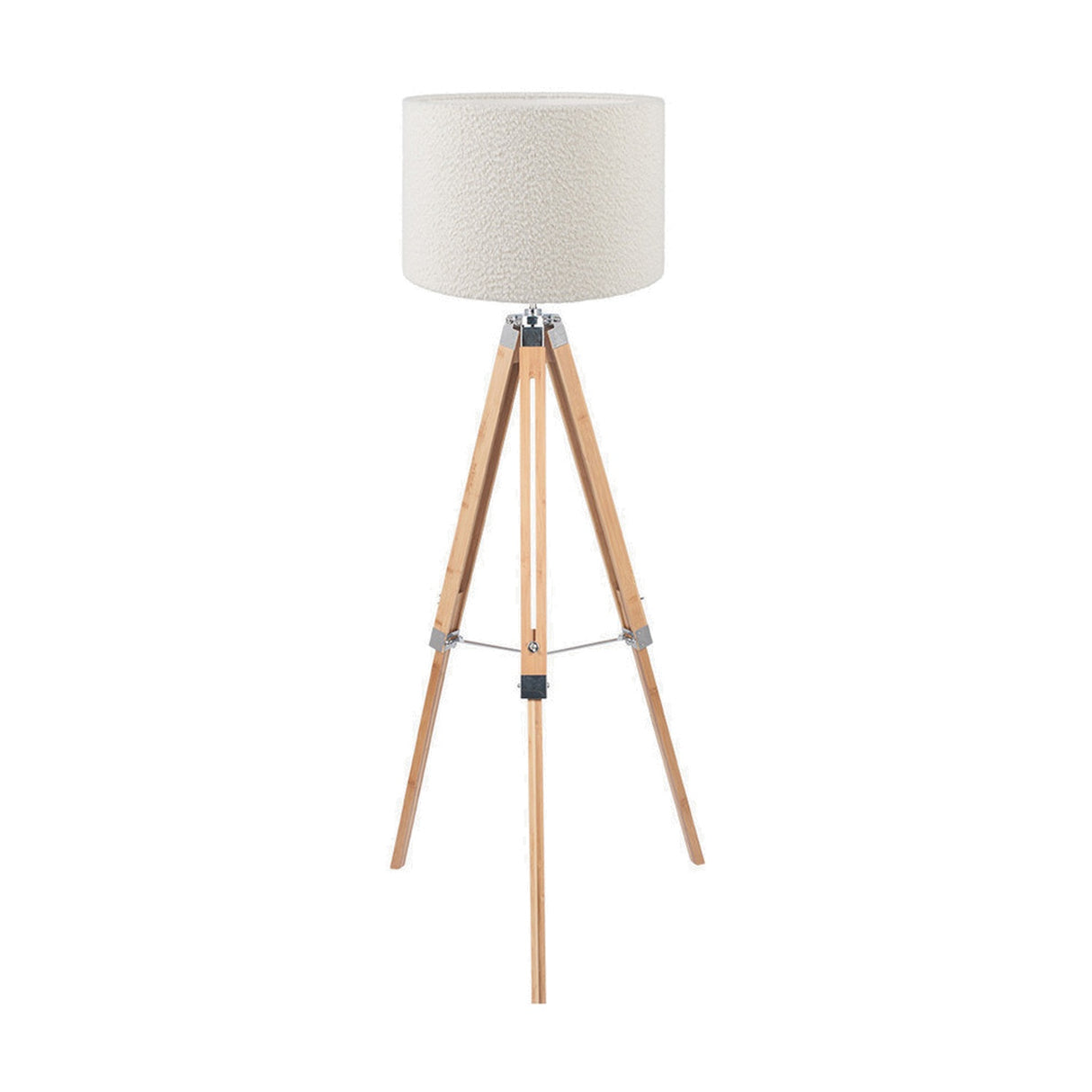 Sumba Bamboo Tripod Floor Lamp with White Boucle Cylinder Shade