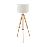 Sumba Bamboo Tripod Floor Lamp with White Boucle Cylinder Shade