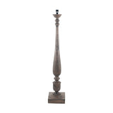 Alia Grey Wash Turned Mango Floor Lamp with Cinnamon Stripe Shade