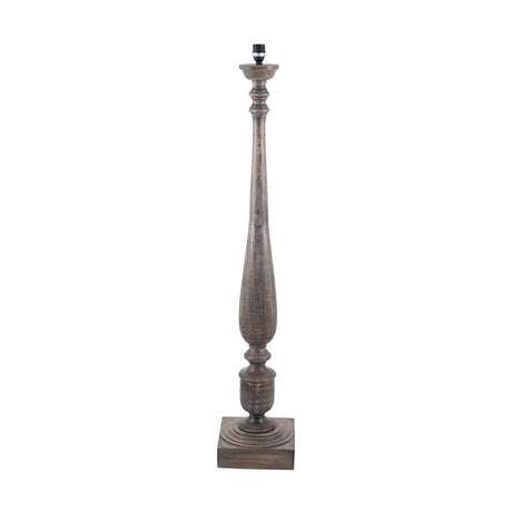 Alia Grey Wash Turned Mango Floor Lamp with Cinnamon Stripe Shade