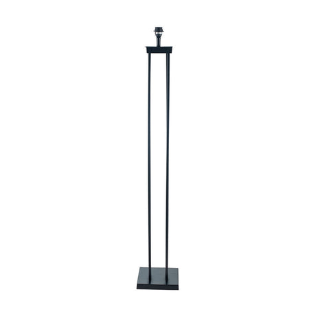 Langston Matt Black Metal Column Floor Lamp with Grey Self Lined Shade