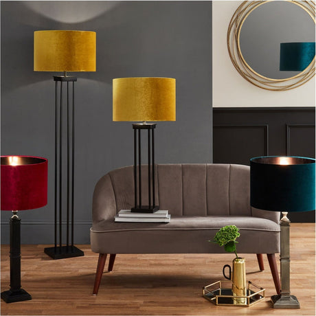 Langston Matt Black Iron Column Floor Lamp Base - 144cm