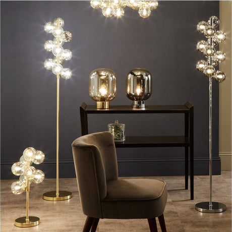 Vecchio Lustre Glass Orb & Gold Floor Lamp - 158cm