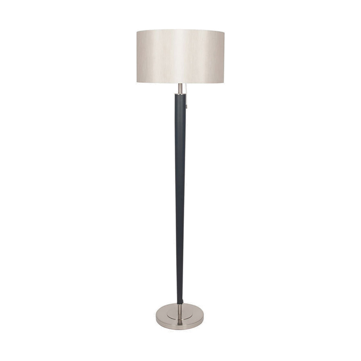 Lowry Brushed Silver & Matt Black Iron Floor Lamp - 161cm