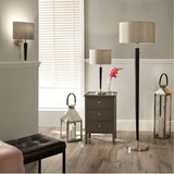 Lowry Brushed Silver & Matt Black Iron Floor Lamp - 161cm