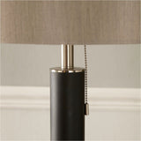 Lowry Brushed Silver & Matt Black Iron Floor Lamp - 161cm