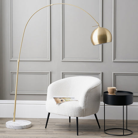 Feliciani Brushed Brass & White Marble Floor Lamp - 179cm