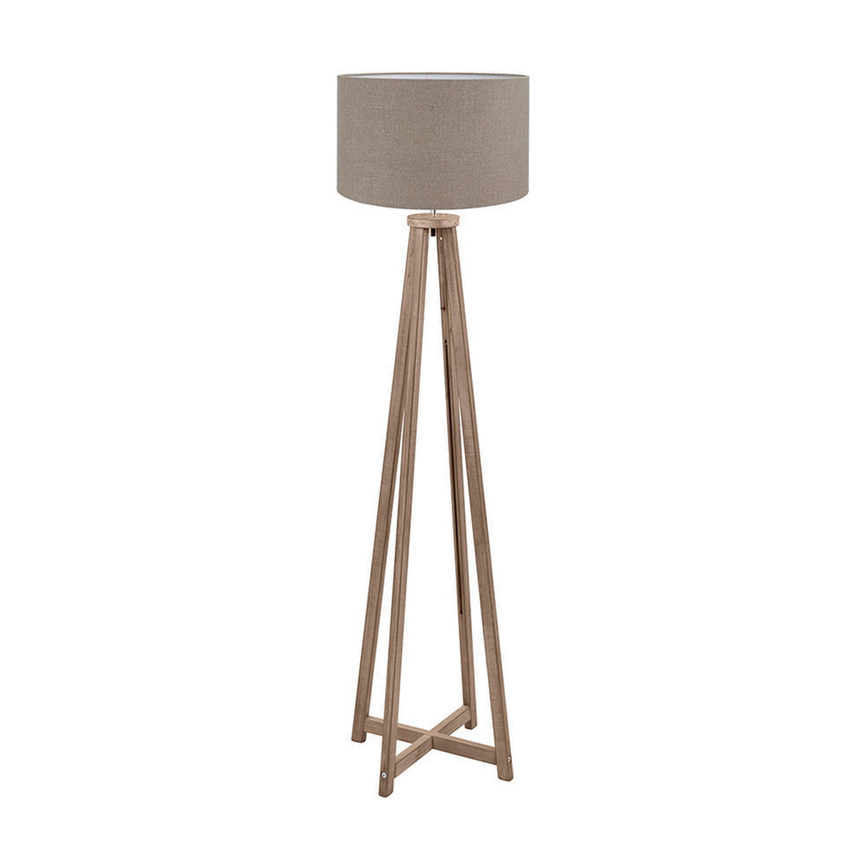 Whitby Grey Wash Wood Tapered 4 Post Floor Lamp with Linen Shade