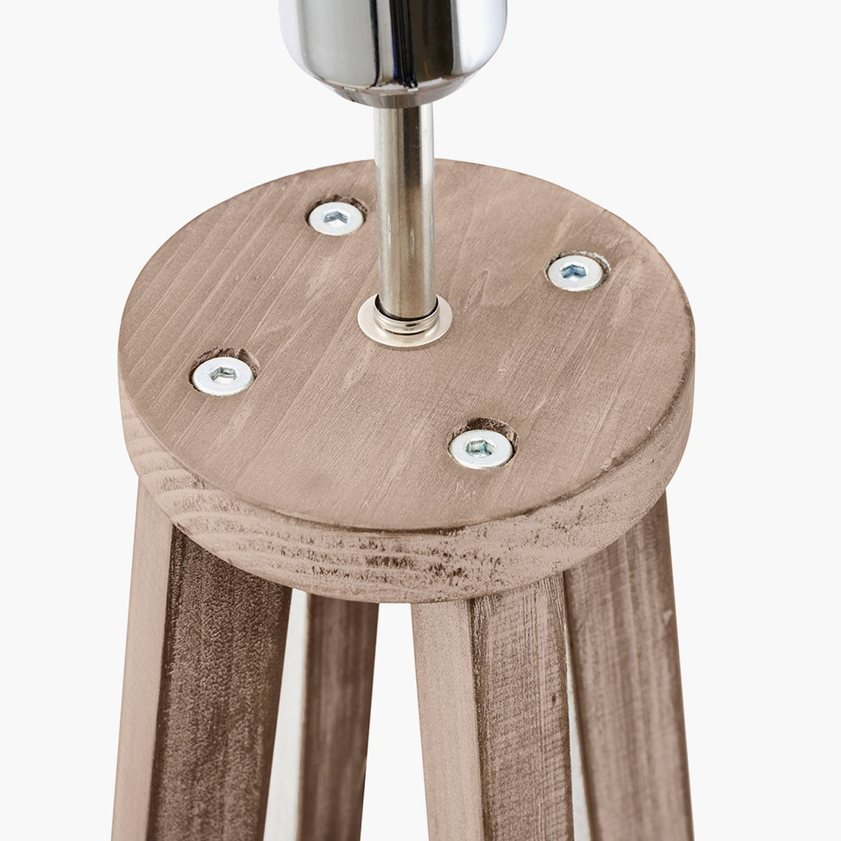 Whitby Grey Wash Wood Tapered 4 Post Floor Lamp with Linen Shade