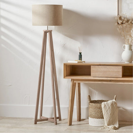 Whitby Grey Wash Wood Tapered 4 Post Floor Lamp Base - 136cm