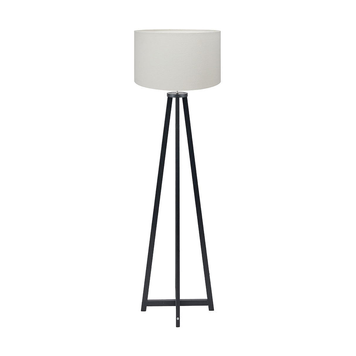 Whitby Matt Black Wood Tapered 4 Post Floor Lamp with White Shade