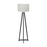 Whitby Matt Black Wood Tapered 4 Post Floor Lamp with White Shade