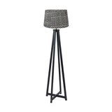 Whitby Matt Black Wood Tapered 4 Post Floor Lamp with Chevron Shade