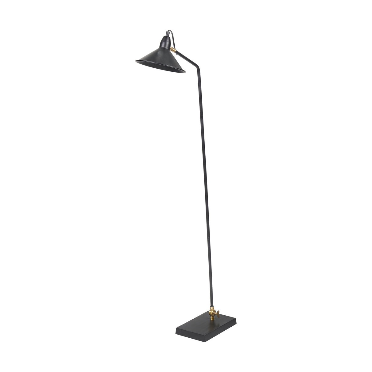 Canton Matt Black & Brass Cone Floor Lamp - 138cm
