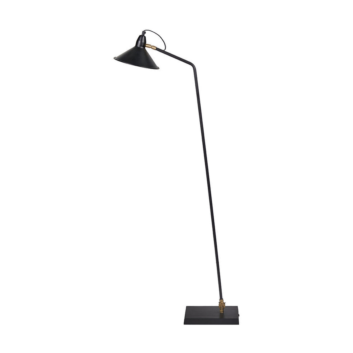 Canton Matt Black & Brass Cone Floor Lamp - 138cm