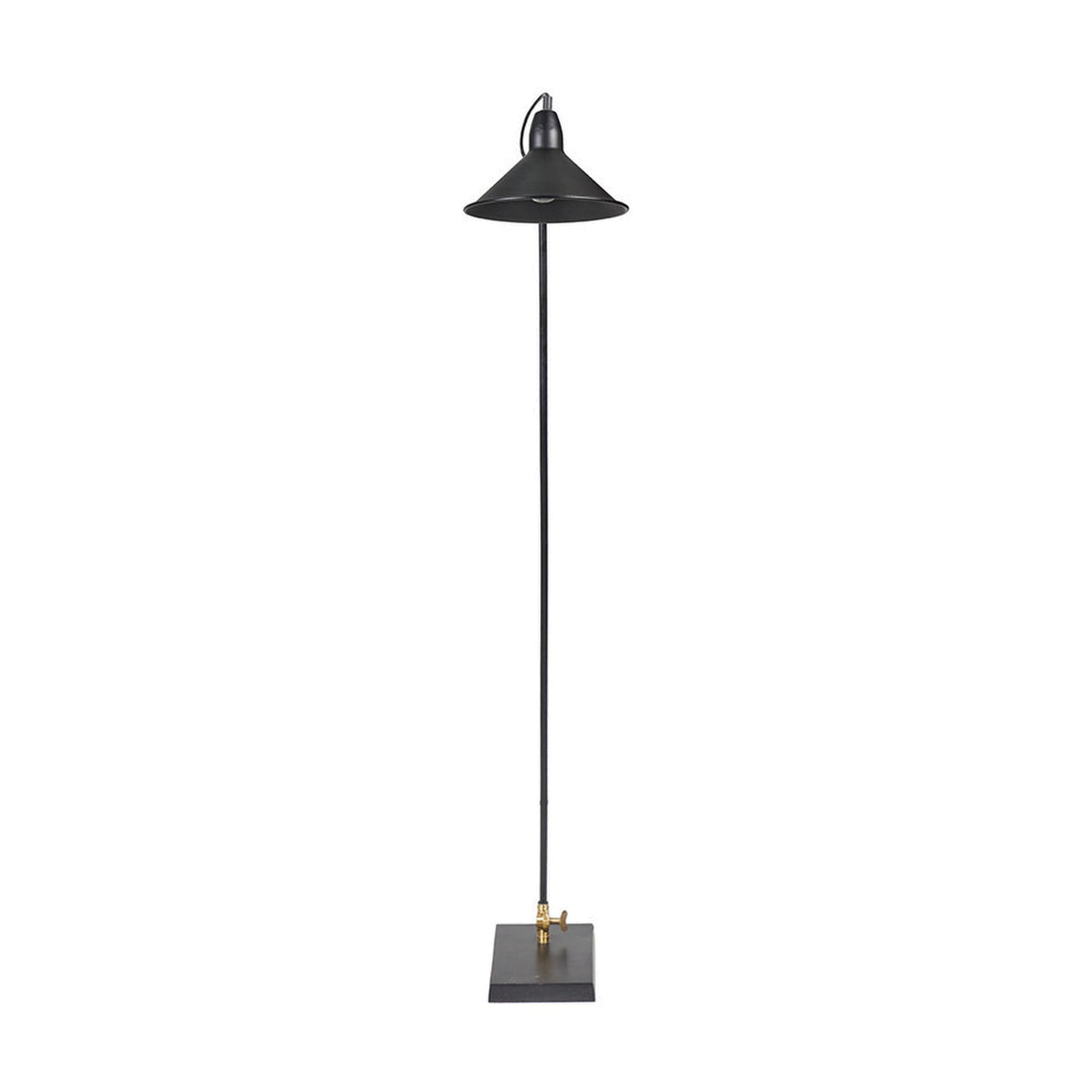 Canton Matt Black & Brass Cone Floor Lamp - 138cm