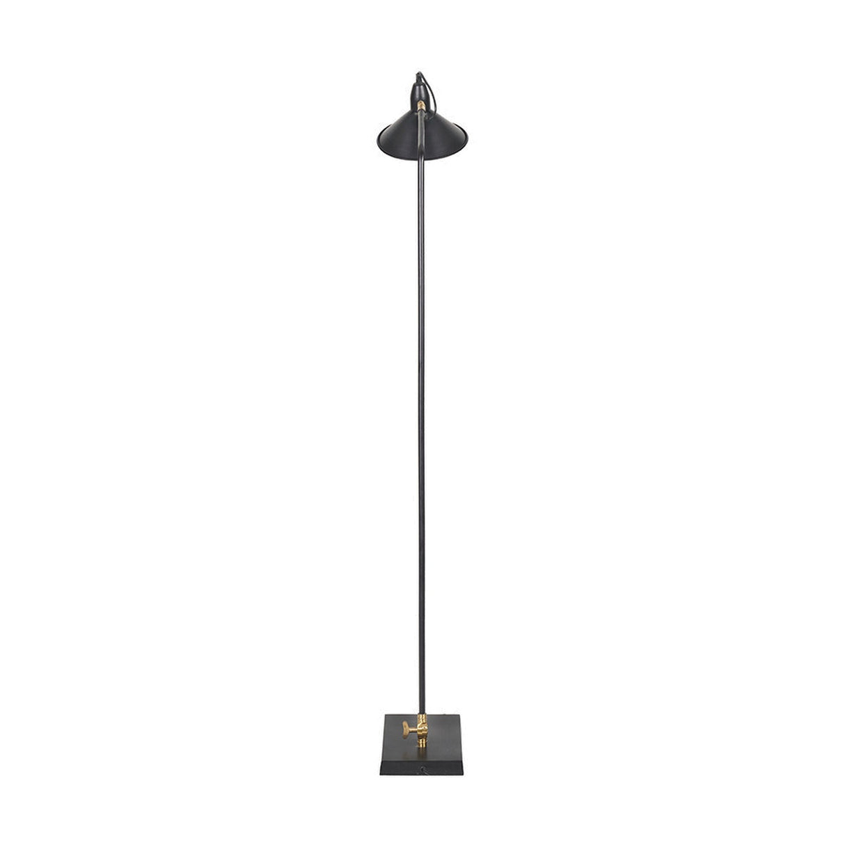 Canton Matt Black & Brass Cone Floor Lamp - 138cm