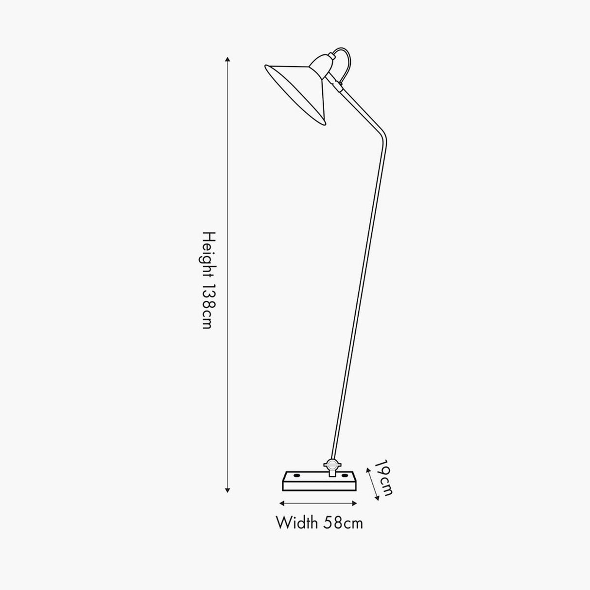 Canton Matt Black & Brass Cone Floor Lamp - 138cm