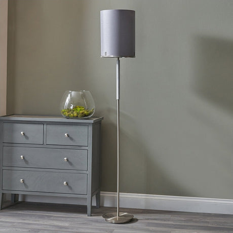 Midland Brushed Nickel & Grey Marble Effect Floor Lamp - 160cm
