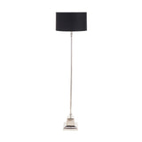 Claudius Nickel Stick Floor Lamp with Black Cotton Mix Shade - 160cm