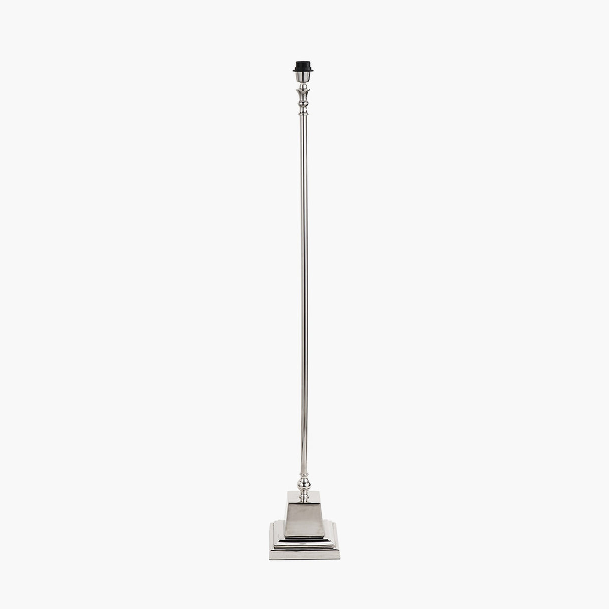 Claudius Nickel Stick Floor Lamp with Black Cotton Mix Shade - 160cm