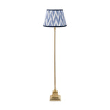 Claudius Gold Metal Stick Floor Lamp with Blue Chevron Shade