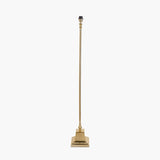 Claudius Gold Metal Stick Floor Lamp with Blue Chevron Shade