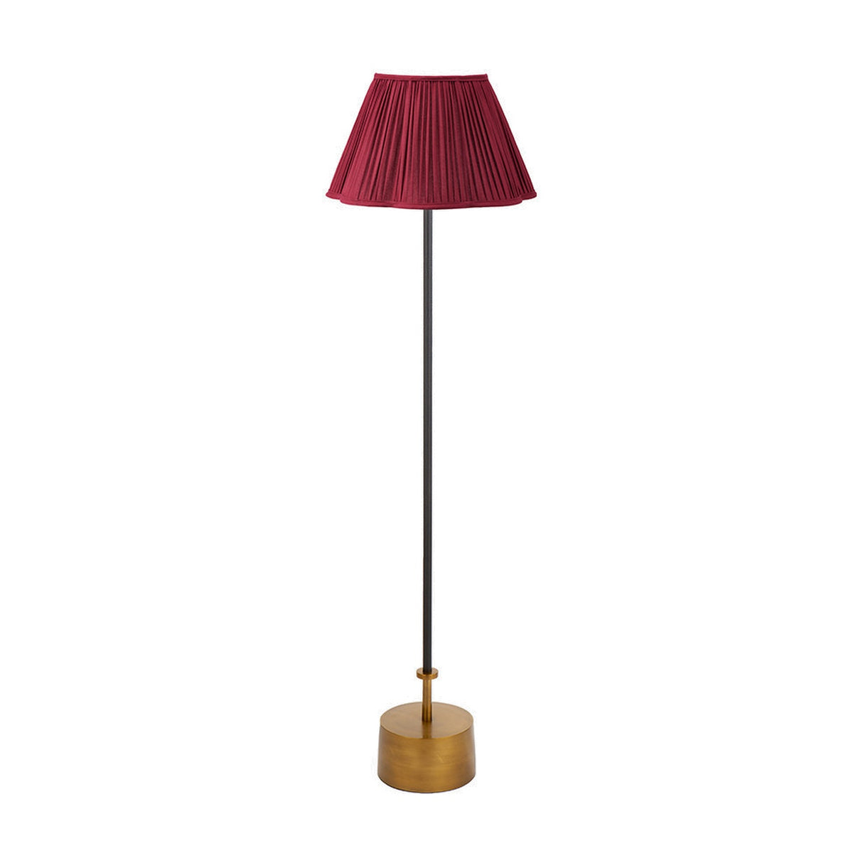 Antoine Black Croc & Antique Brass Floor Lamp with Mulberry Red Shade