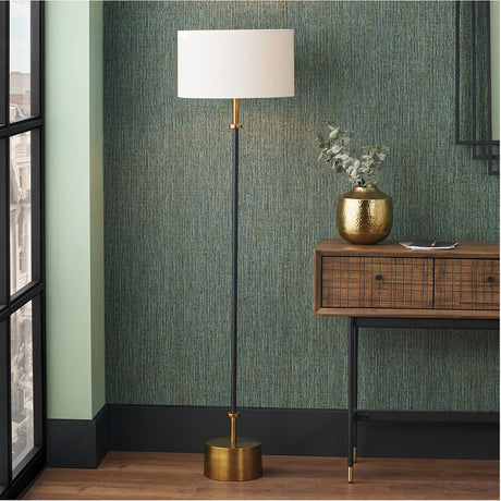 Antoine Black Croc & Antique Brass Floor Lamp Base - 139cm