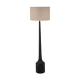 Marin Black Wood Tall Neck Floor Lamp with Linen Cylinder Shade