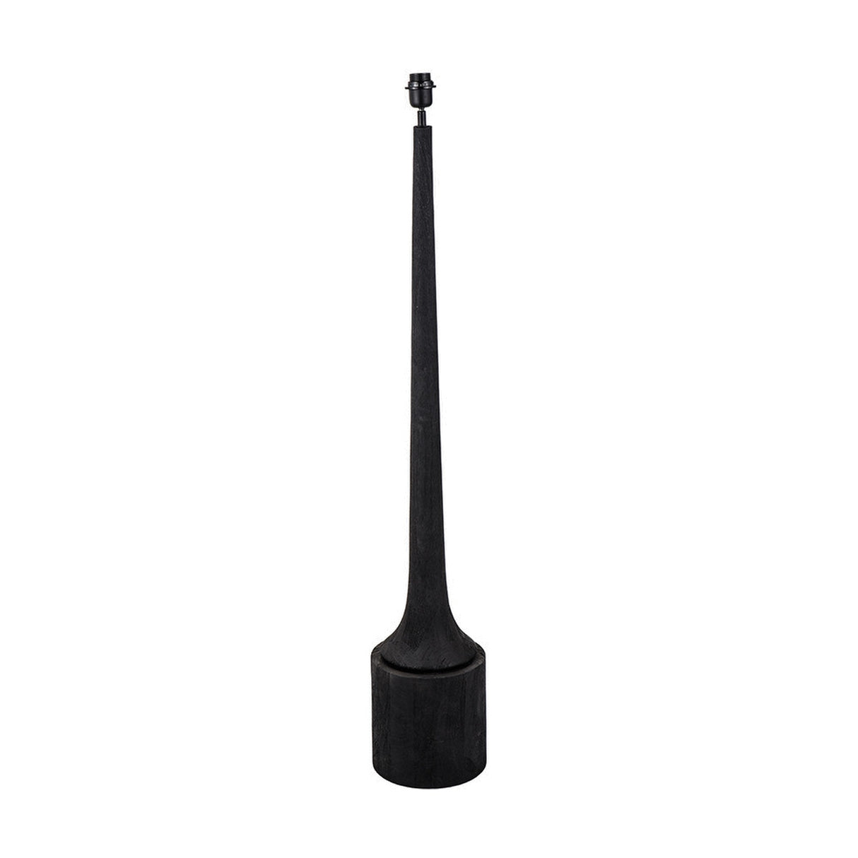 Marin Black Wood Tall Neck Floor Lamp with Linen Cylinder Shade