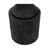 Marin Black Wood Tall Neck Floor Lamp with Linen Cylinder Shade