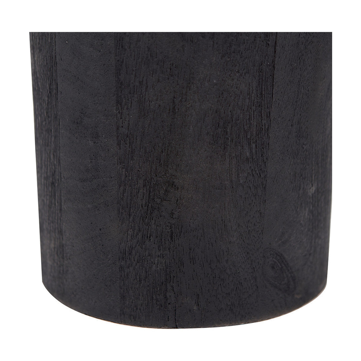 Marin Black Wood Tall Neck Floor Lamp with Linen Cylinder Shade