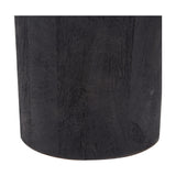 Marin Black Wood Tall Neck Floor Lamp with Linen Cylinder Shade