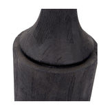 Marin Black Wood Tall Neck Floor Lamp with Linen Cylinder Shade