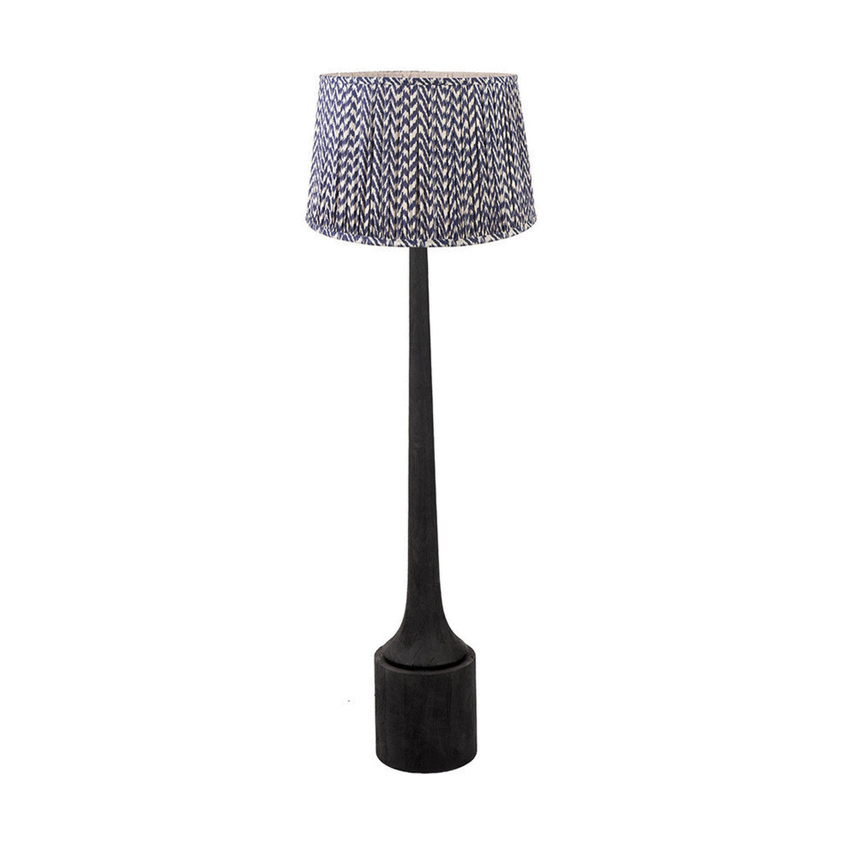 Marin Black Wood Tall Neck Floor Lamp with Blue Chevron Shade - 156cm