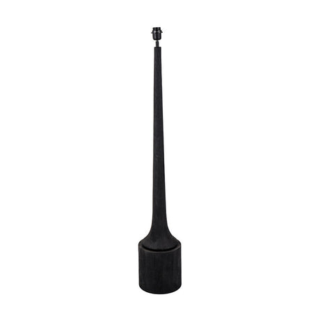 Marin Black Wood Tall Neck Floor Lamp with White Self Lined Shade