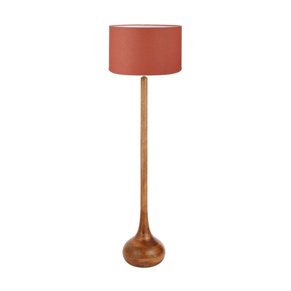 Toma Oiled Wood Tall Neck Floor Lamp with Tobacco Handloom Shade