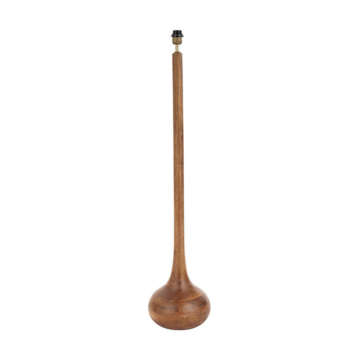 Toma Oiled Wood Tall Neck Floor Lamp with Racing Green Ikat Shade