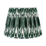 Toma Oiled Wood Tall Neck Floor Lamp with Racing Green Ikat Shade