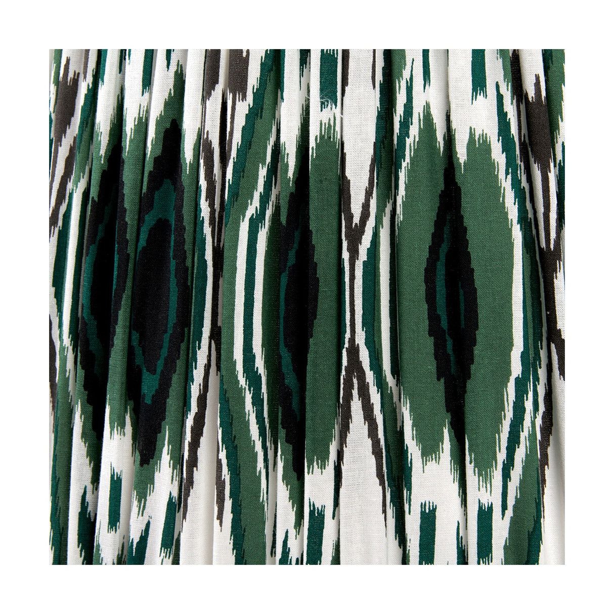 Toma Oiled Wood Tall Neck Floor Lamp with Racing Green Ikat Shade
