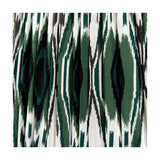 Toma Oiled Wood Tall Neck Floor Lamp with Racing Green Ikat Shade
