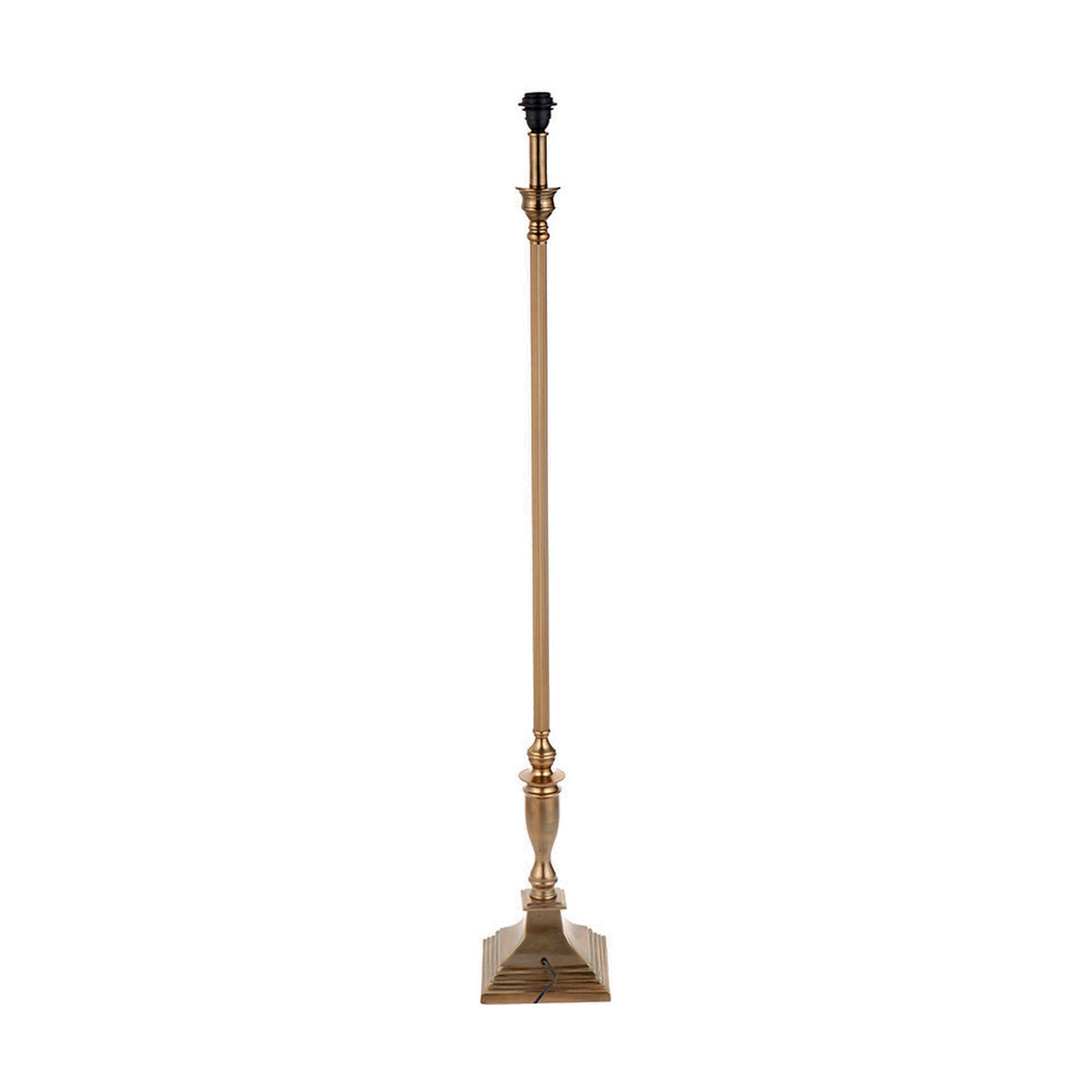 Canterbury Antique Brass Floor Lamp with Black Self Lined Shade