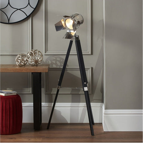 Hereford Silver & Black Tripod Floor Lamp - 153cm