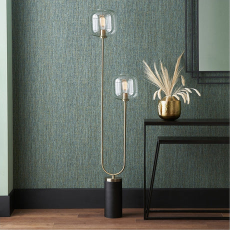Florence Black Iron & Glass Floor Lamp - 157cm