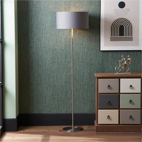 Elin Brushed Silver & Steel Grey Floor Lamp - 160cm
